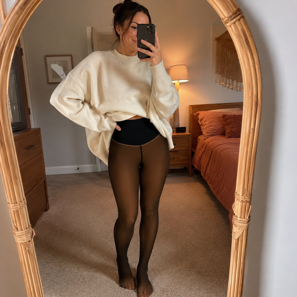 Collants transparents doublés polaire